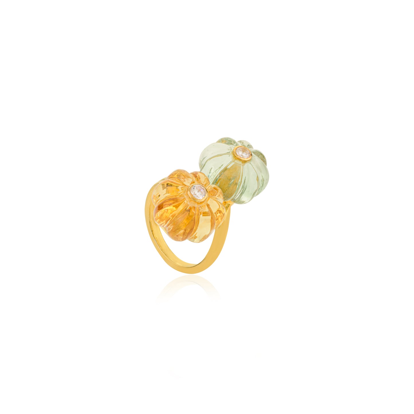 Double Melon Ring - Green Amethyst + Citrine