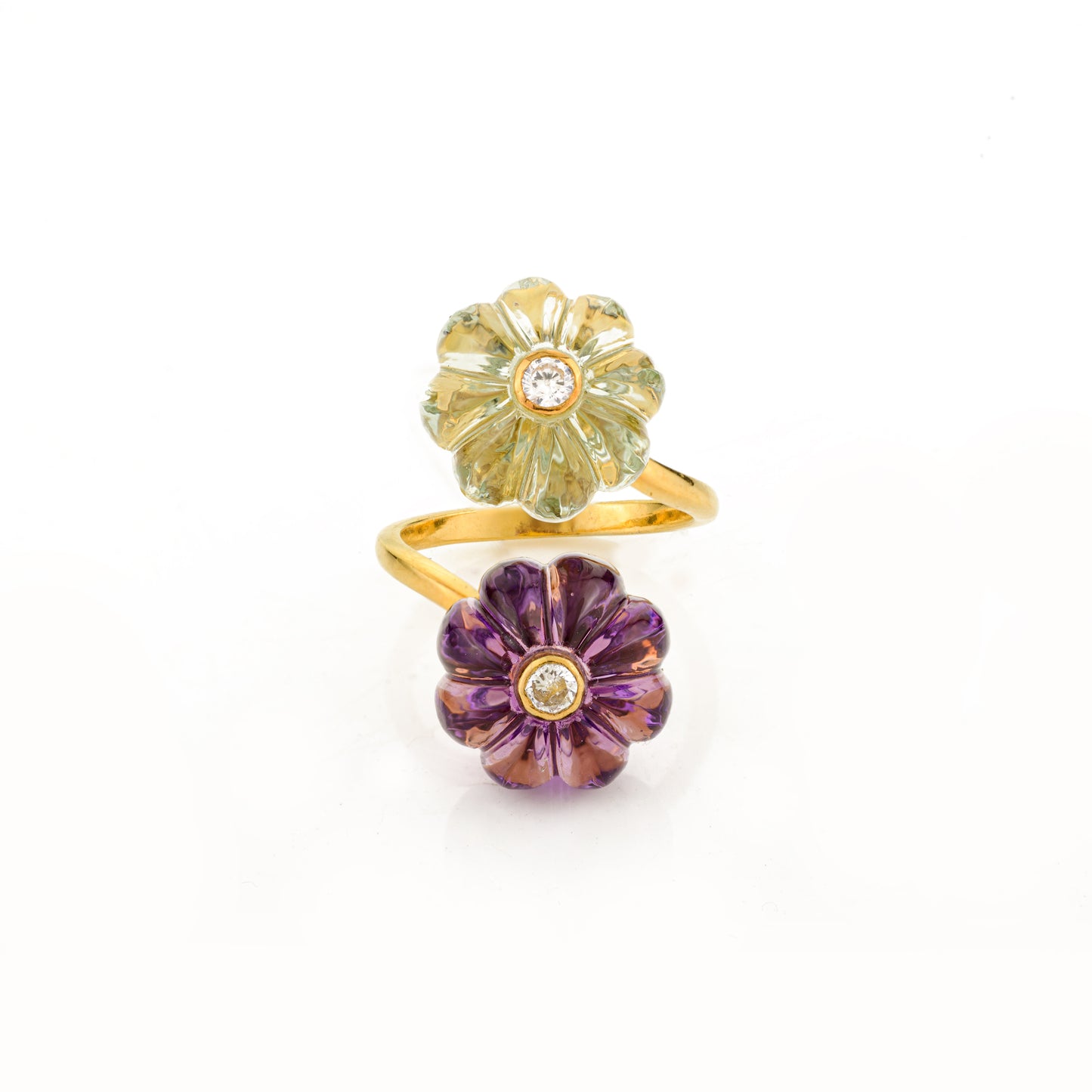 Double Melon Ring - Purple Amethyst + Green Amethyst