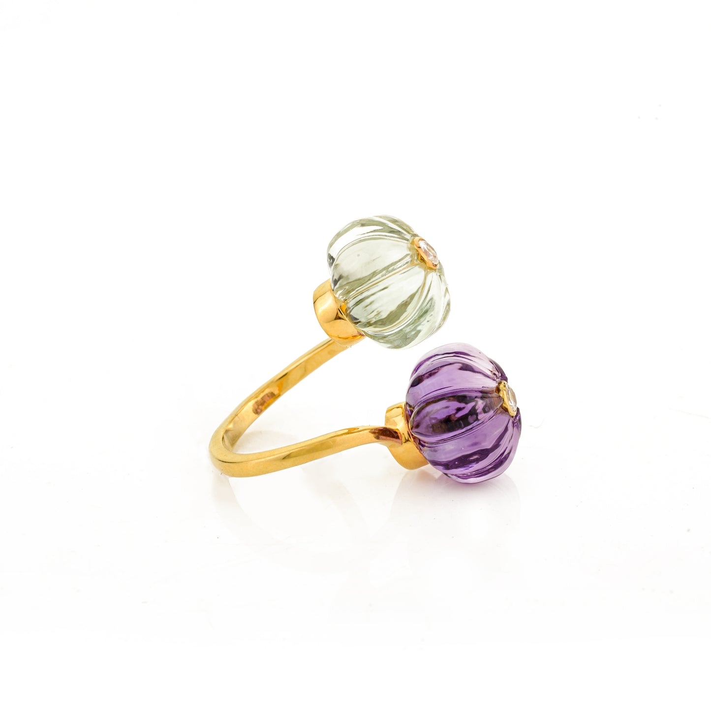 Double Melon Ring - Purple Amethyst + Green Amethyst