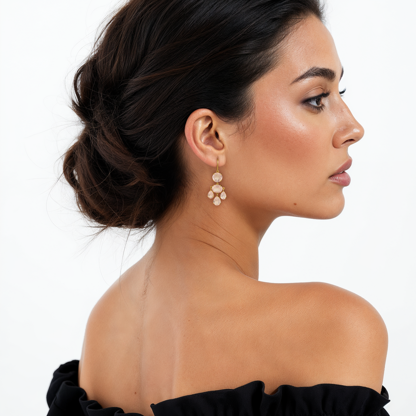 Girandole Earrings - Rose Quartz