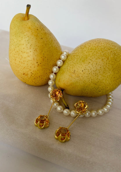 Floral Citrine Earrings