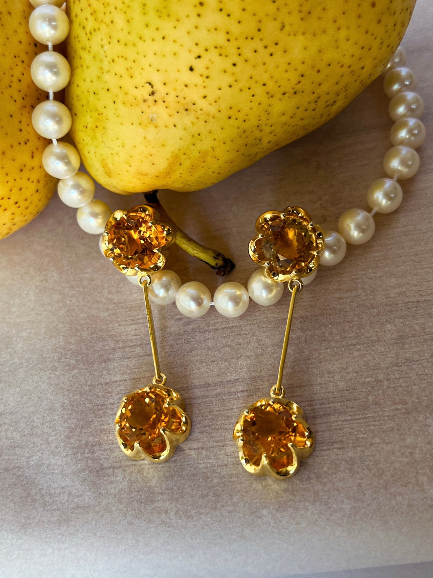 Floral Citrine Earrings