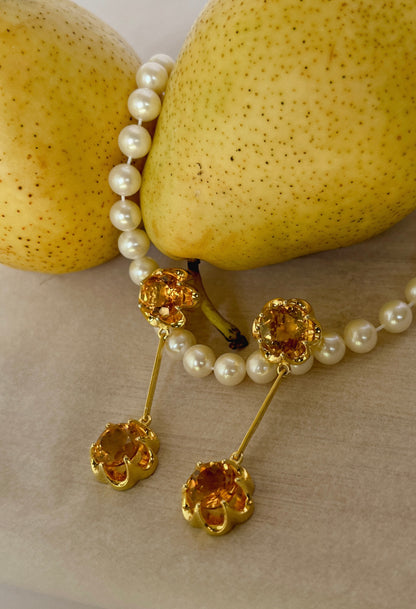 Floral Citrine Earrings