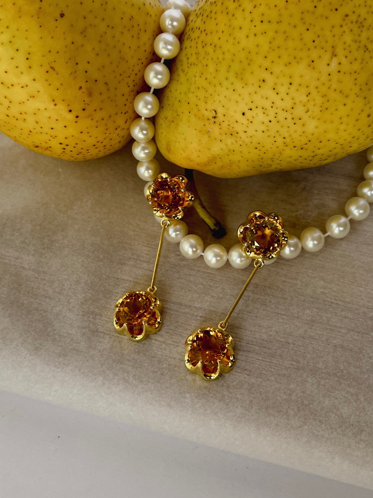 Floral Citrine Earrings