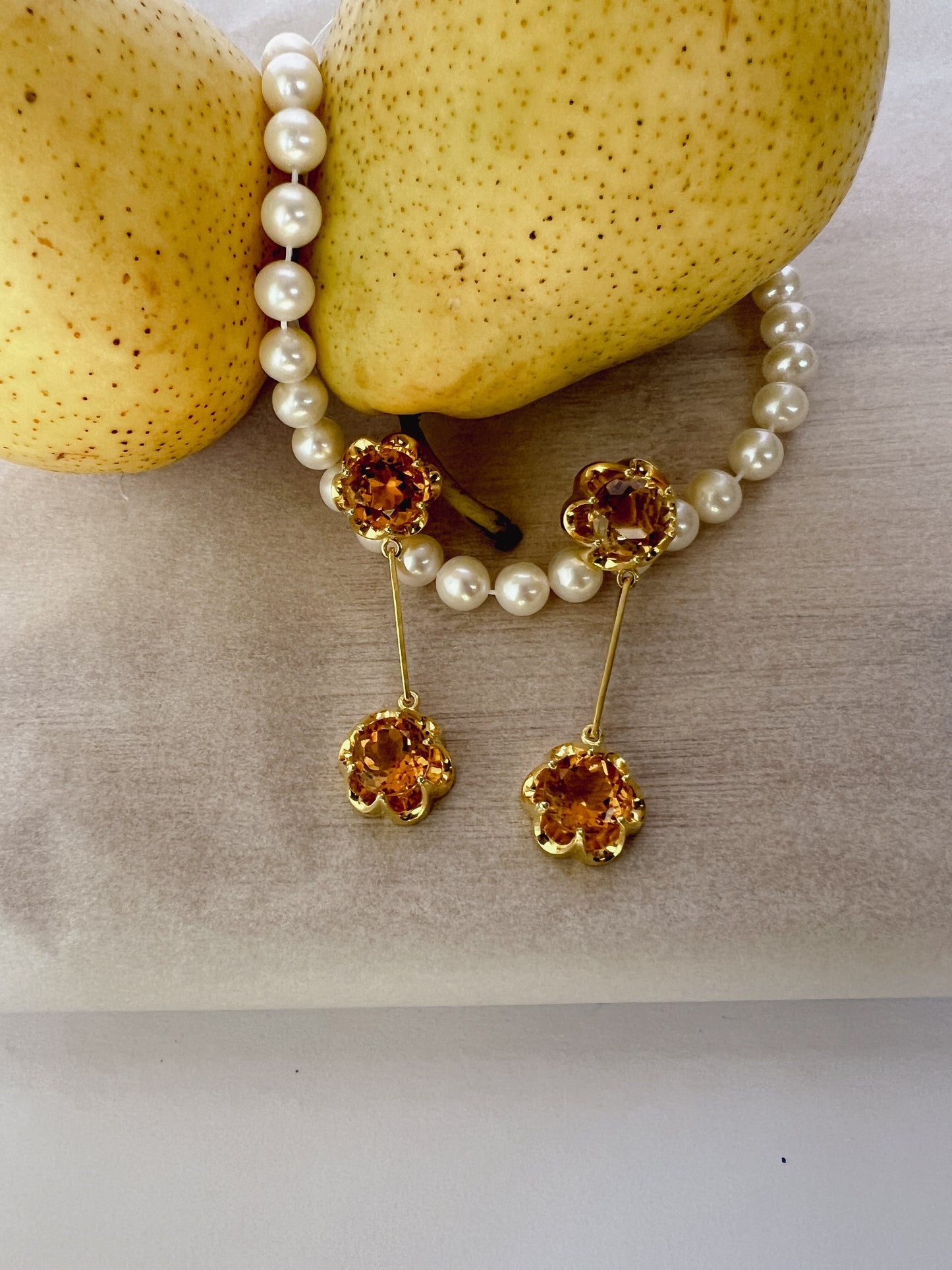 Floral Citrine Earrings