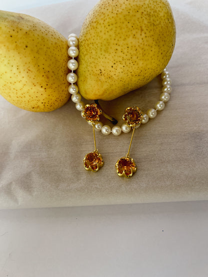 Floral Citrine Earrings