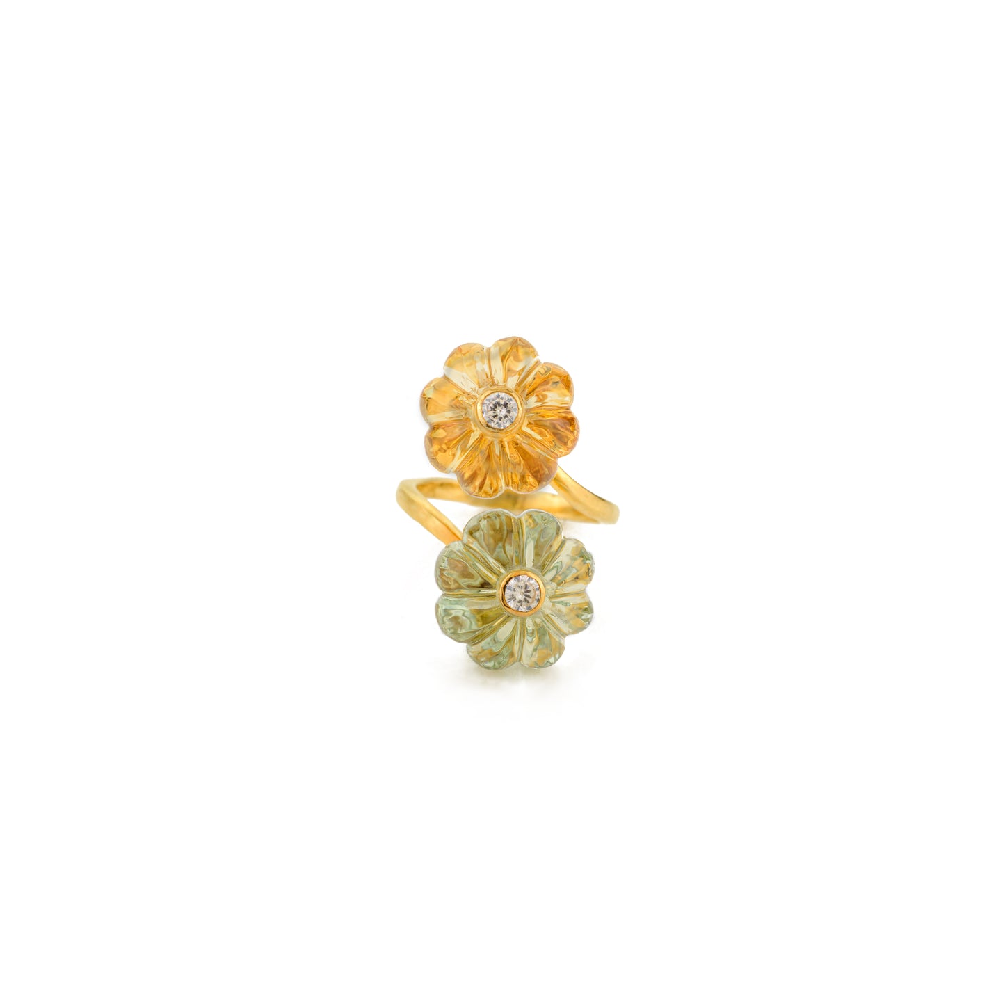 Double Melon Ring - Green Amethyst + Citrine