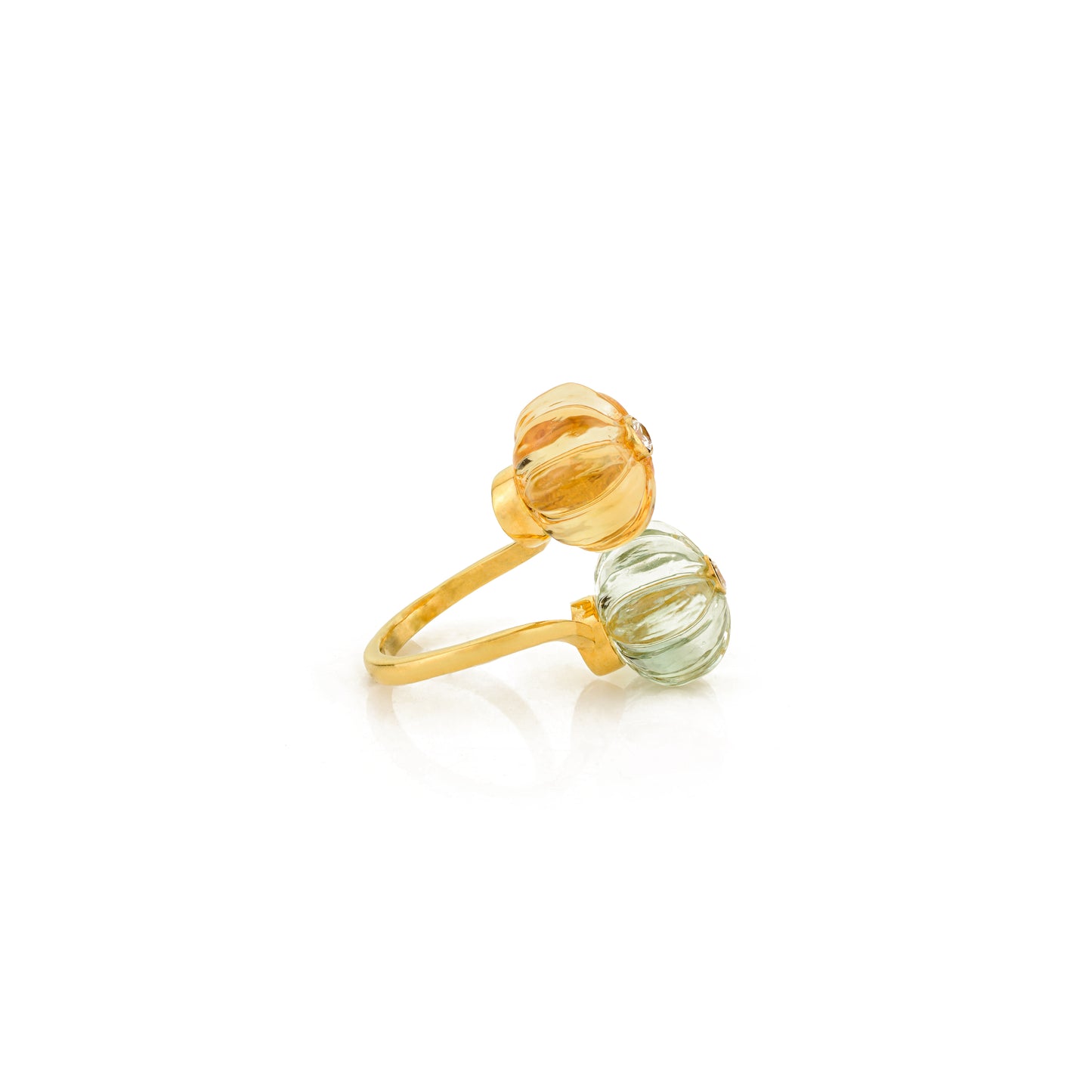 Double Melon Ring - Green Amethyst + Citrine