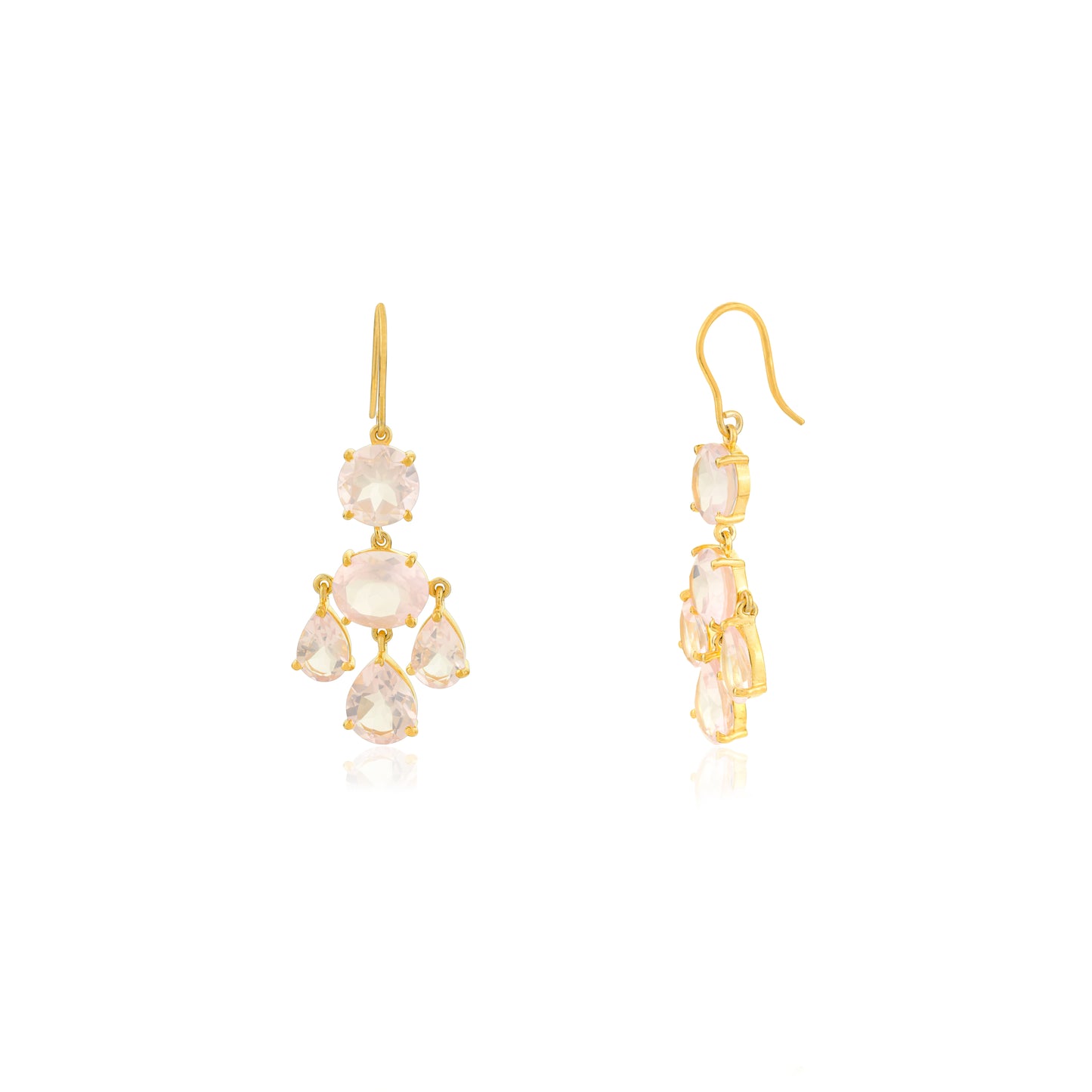 Girandole Earrings - Rose Quartz